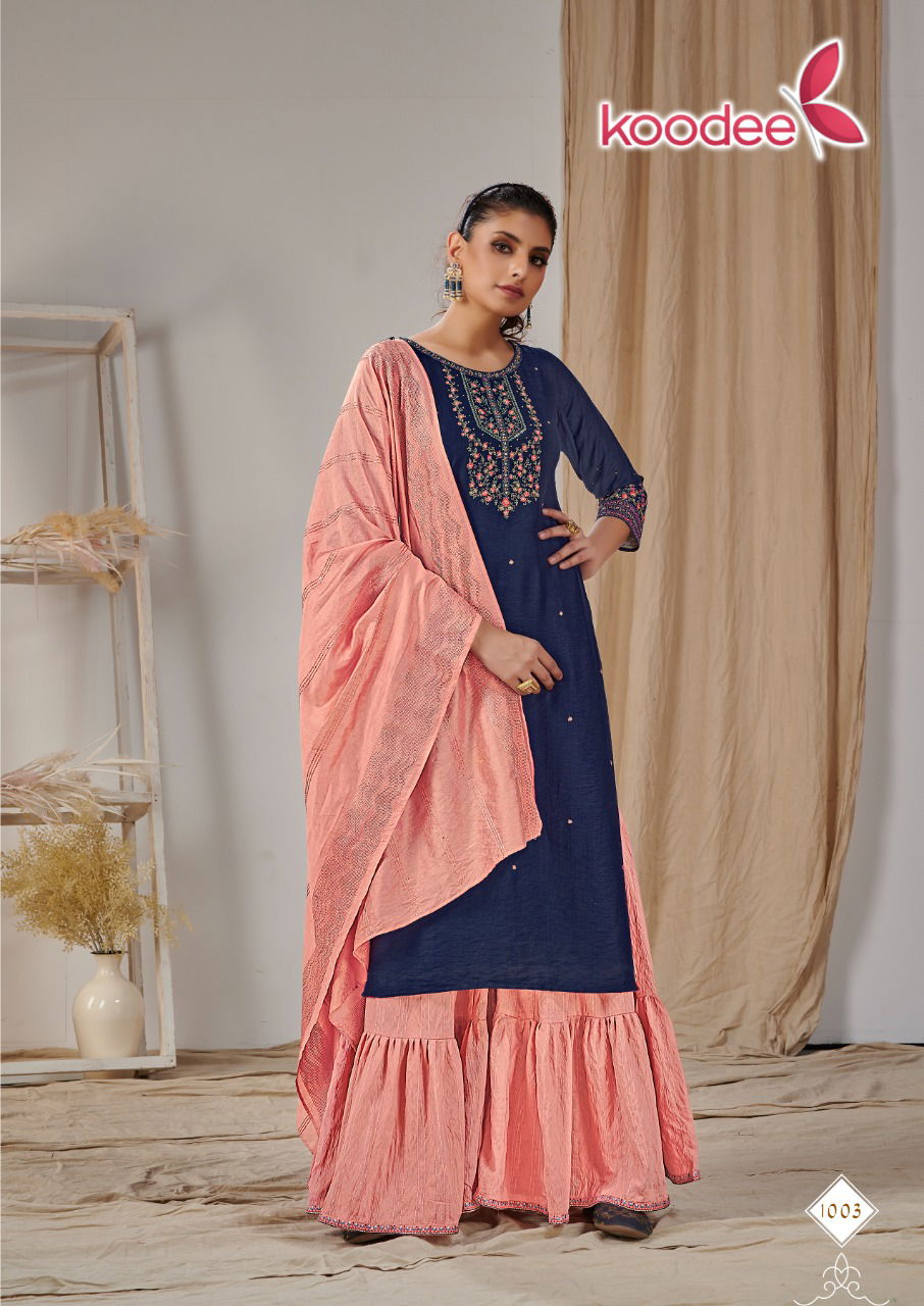 Koodee Sonpari 1 Fancy Viscose Festive Wear Kurti With Sharara And Dupatta Collection